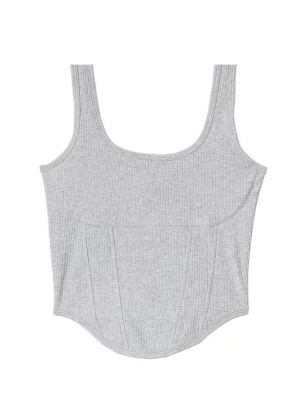 Victorias Secret PINK Cinched Pique Corset Bralette Light Gray Ribbed Tank Top